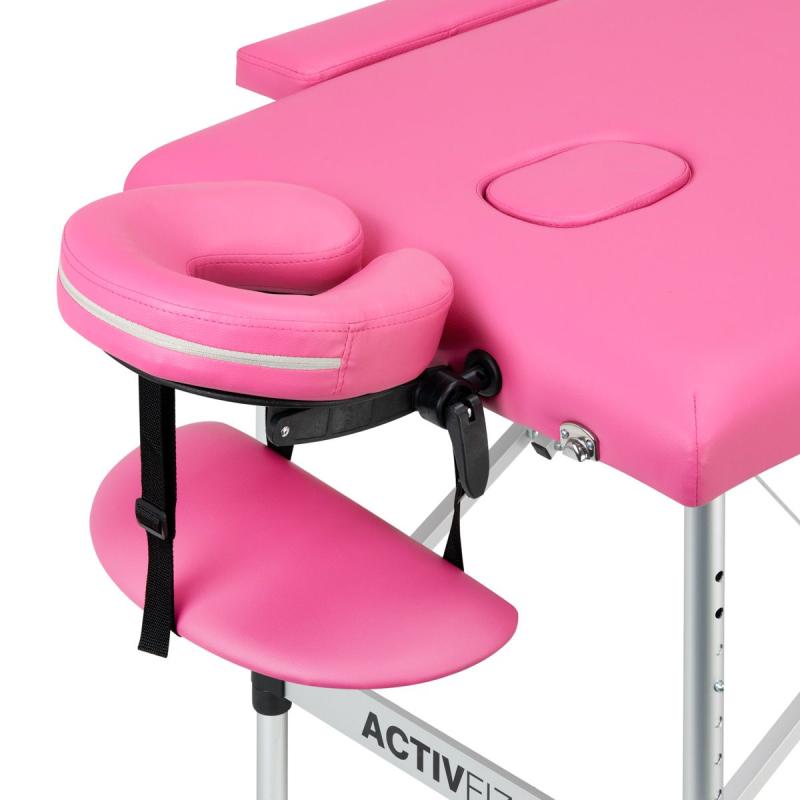 Skladací masérsky stôl hliníkový KOMFORT ACTIV FIZJO 2 segmentový ružovo hliníkový