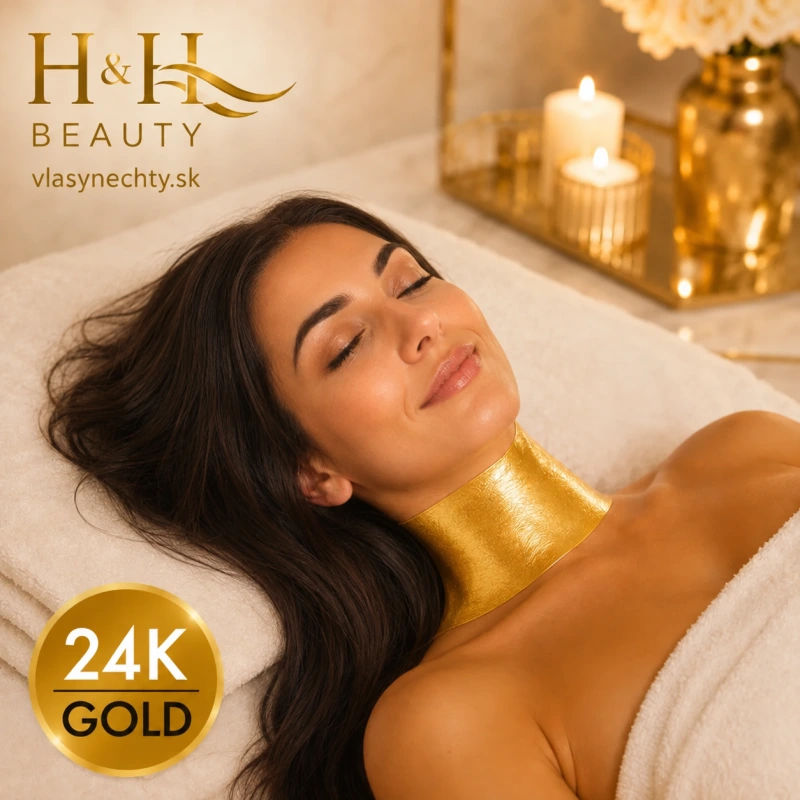 AIA GOLD & BEAUTY zlatá kolagénová maska s 24 karátovým zlatom krk Gold 24k