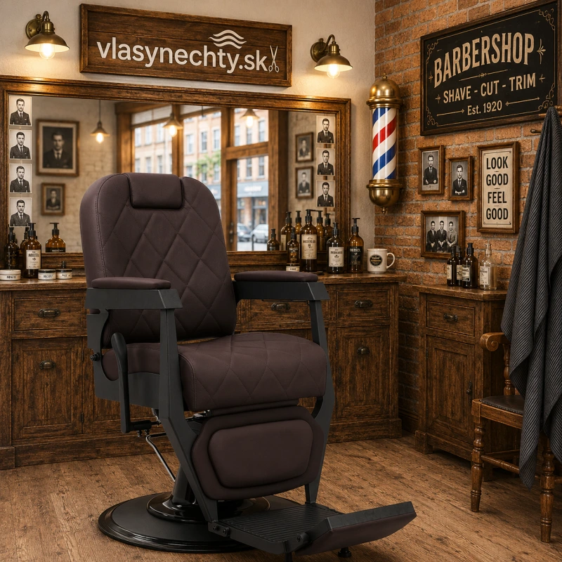 BARBERSKE KRESLO GABBIANO Bruno s čiernym rámom hnedé