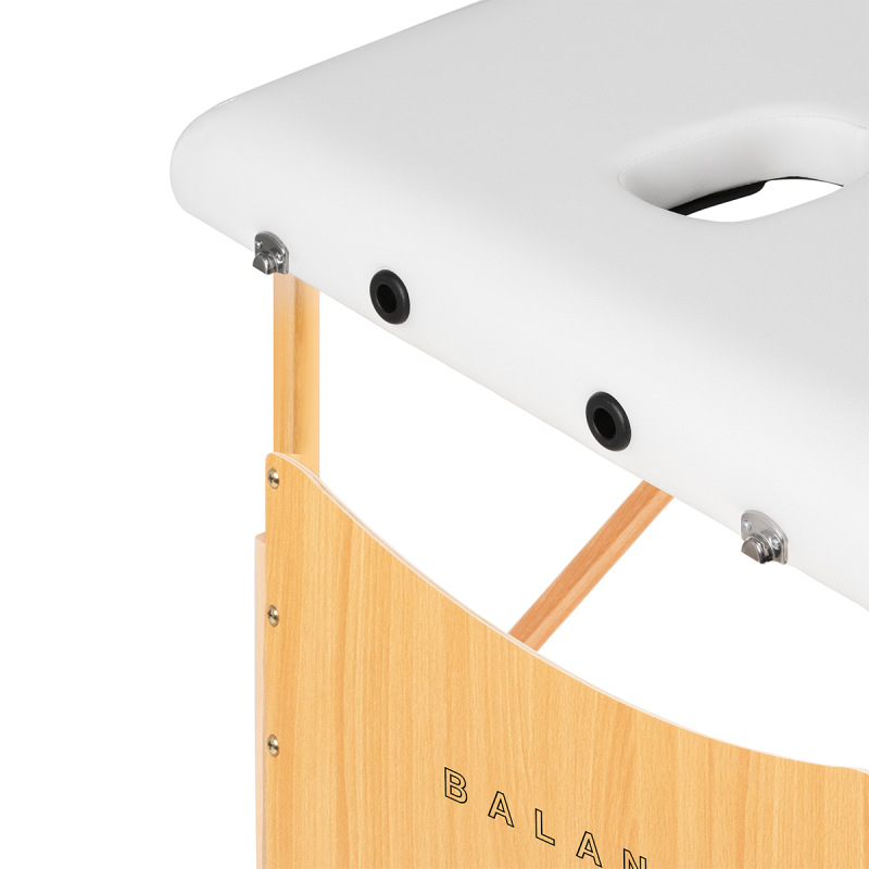 BALANCE LUX – skladací masážny stôl drevený, 2-segmentový, 190×70 cm, biely 3