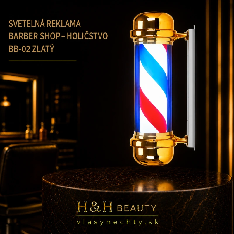 SVETELNÁ REKLAMA BARBER SHOP - HOLIČSTVO-BB-02 ZLATÝ