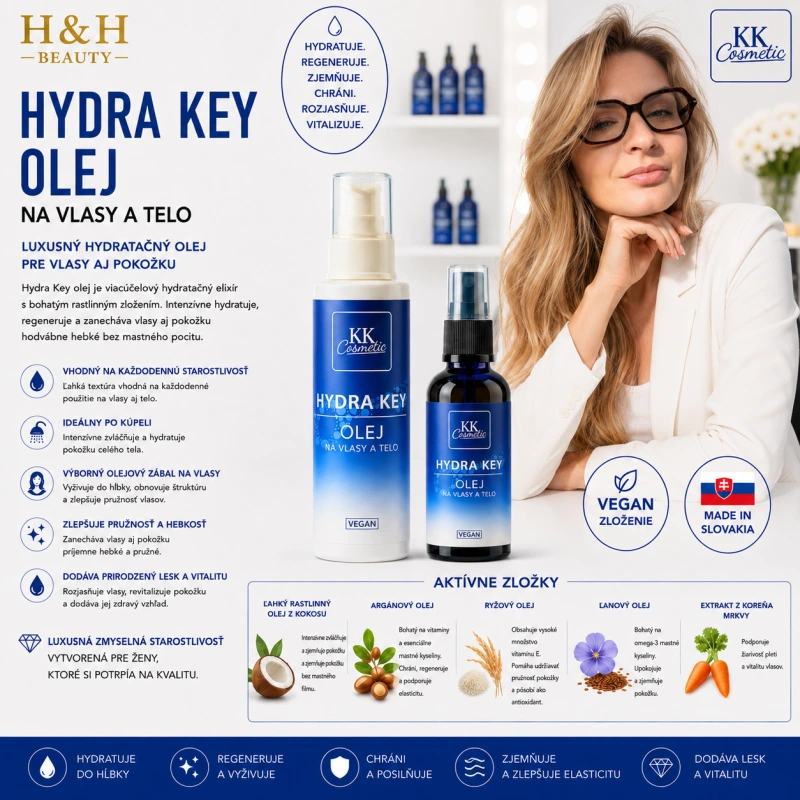 Hydra Key Olej na vlasy a telo 100 ml