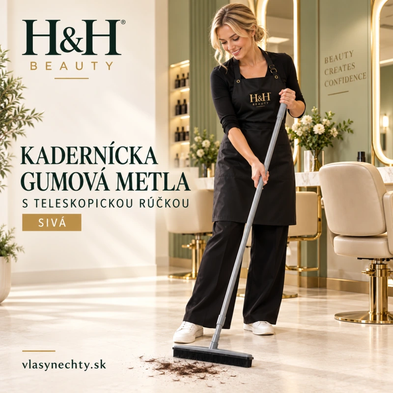 Kadernícka gumová metla s teleskopickou rúčkou – sivá