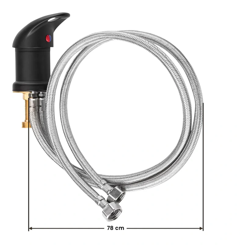 BATÉRIA KADERNÍCKEHO UMÝVACIEHO BOXU ČIERNA - Dĺžka hadice 78 cm 1