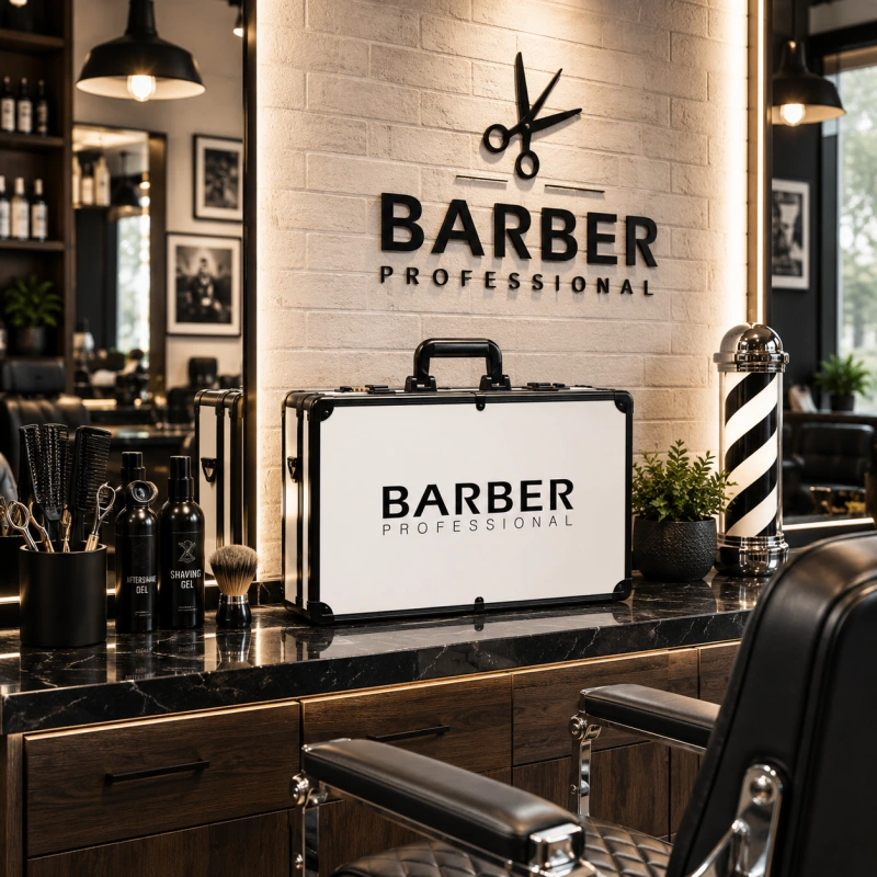 BARBERSKO KADERNÍCKY KUFOR BIELO ČIERNY