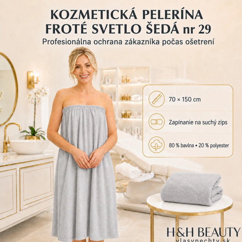 KOZMETICKÁ PELERÍNA FROTÉ SVETLO ŠEDÁ nr 29