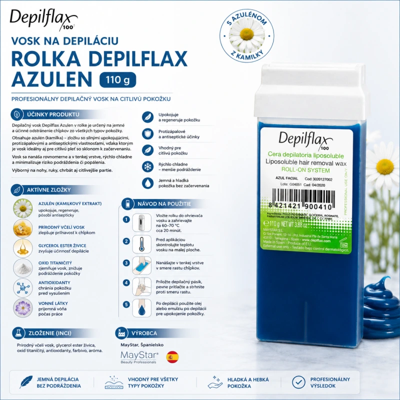 VOSK NA DEPILÁCIU ROLKA DEPIFLAX AZULEN 110 g