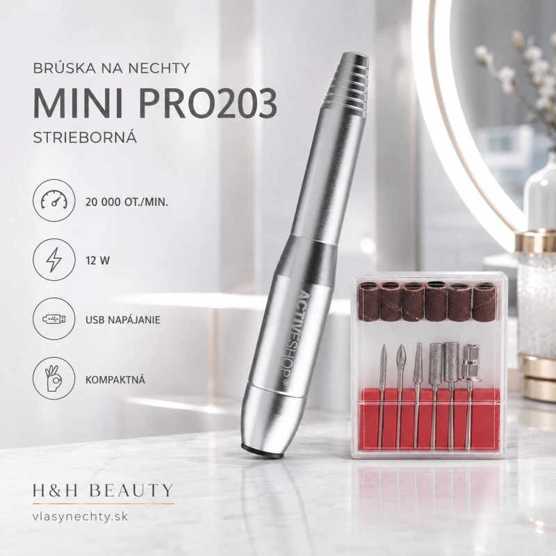 BRÚSKA NA NECHTY MINI PRO203 STRIEBORNÁ