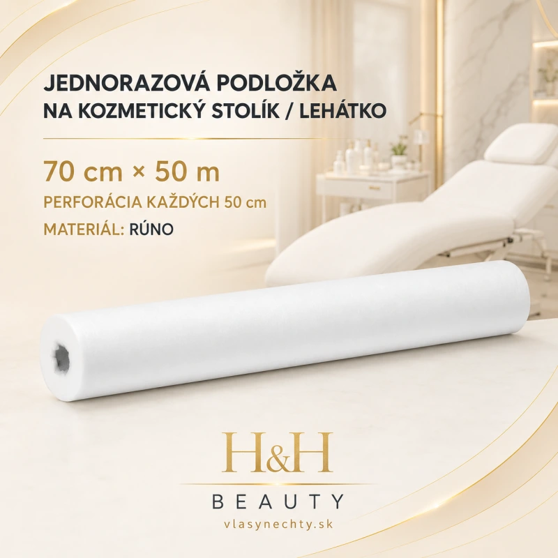 JEDNORAZOVÁ PODLOŽKA NA KOZMETICKÝ STOLÍK / LEHÁTKO – 70 cm × 50 m