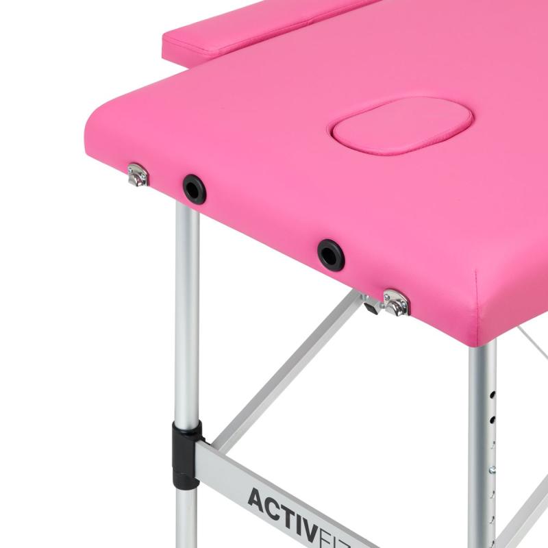 Skladací masérsky stôl hliníkový KOMFORT ACTIV FIZJO 2 segmentový ružovo hliníkový