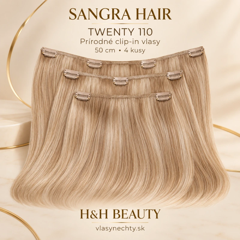 SANGRA HAIR TWENTY 110 – Prírodné clip-in vlasy, 50 cm celková dĺžka, 4 kusy 7