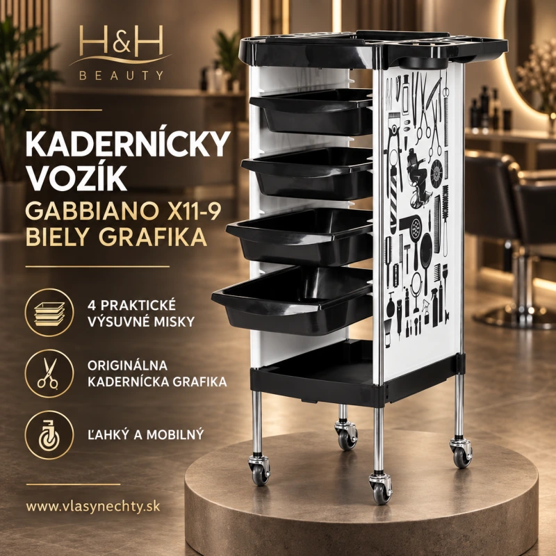 KADERNÍCKY VOZÍK GABBIANO X11-9 BIELY GRAFIKA
