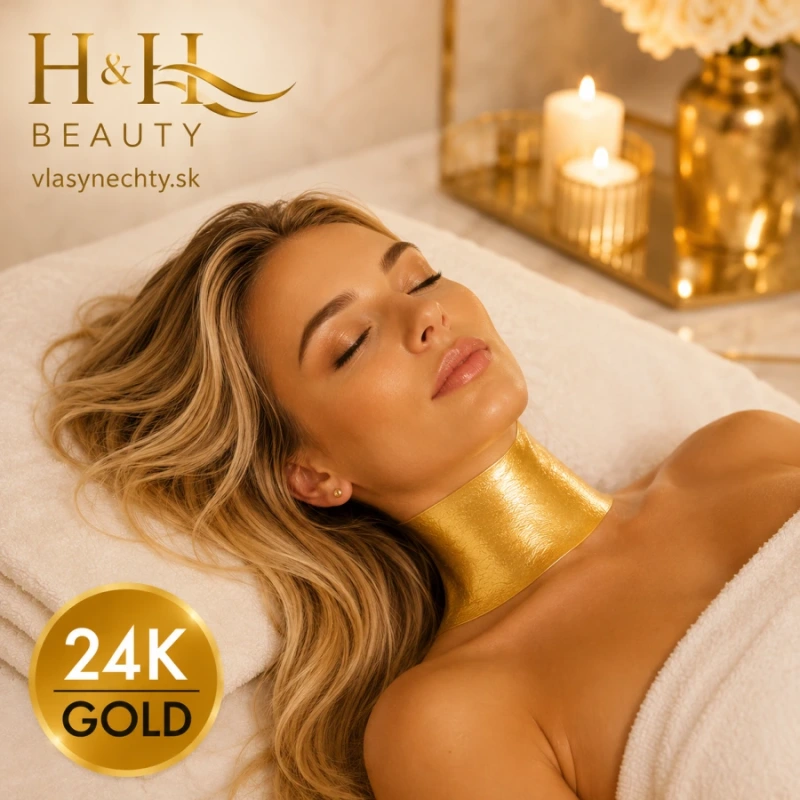 AIA GOLD & BEAUTY zlatá kolagénová maska s 24 karátovým zlatom krk Gold 24k 3