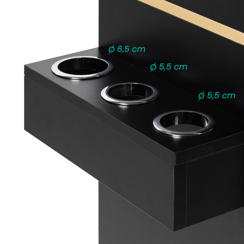 Stacja fryzjerska Labor Gabbiano TOTEM czarna ze złotym okuciem 10