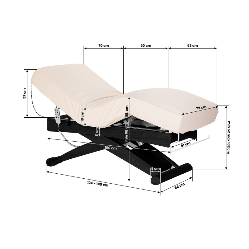 Leżanka SPA Sillon Siesta kremowa z czarną podstawą 19