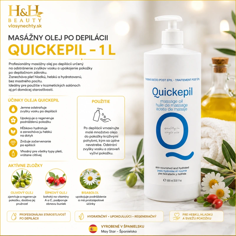 MASÁŽNY OLEJ PO DEPILACII QUICKEPIL 1000 ml