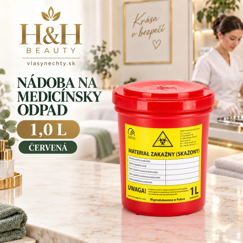NÁDOBA NA MEDICÍNSKY ODPAD 1,0L ČERVENÁ