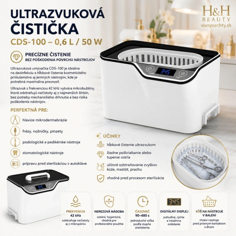 Ultrazvuková čistička ACDS-100, kapacita 0,6 l 50 W 3