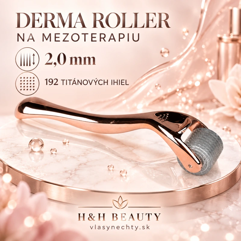 DERMA ROLLER NA MEZOTERAPIU ROSE GOLD 2,0mm 192 TITÁNOVÝCH IHIEL