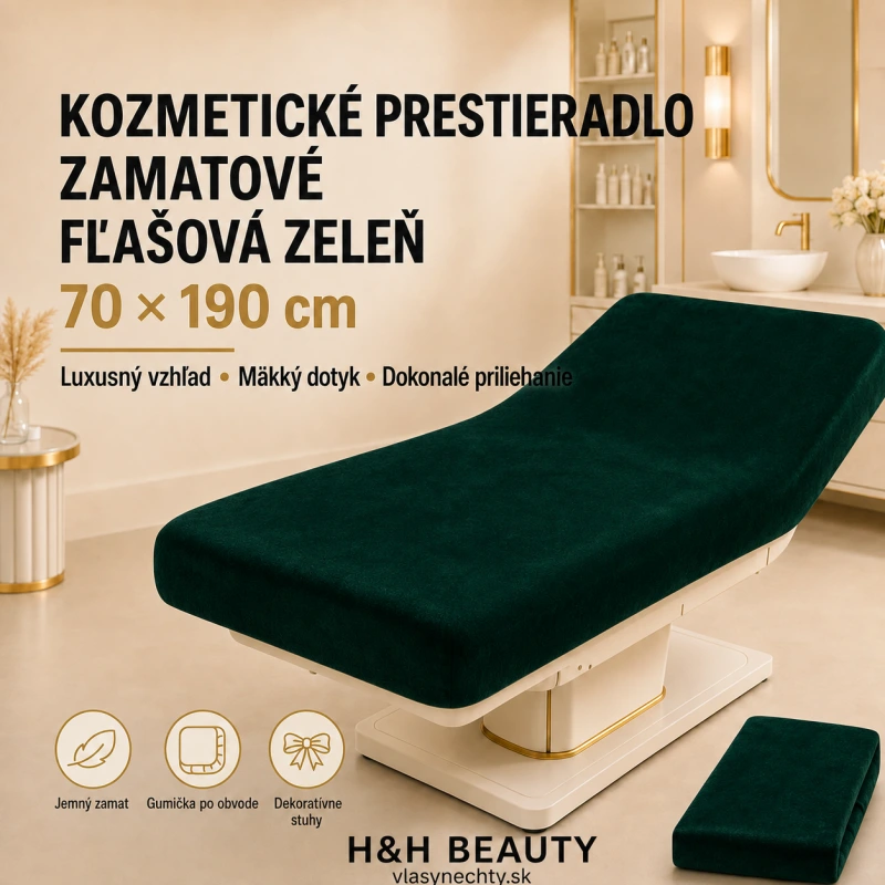 KOZMETICKÉ PRESTIERADLO ZAMATOVÉ FĽAŠOVÁ ZELEŇ