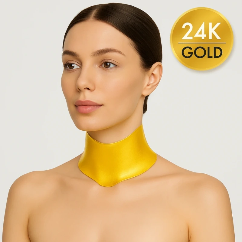AIA GOLD & BEAUTY zlatá kolagénová maska s 24 karátovým zlatom krk Gold 24k 2
