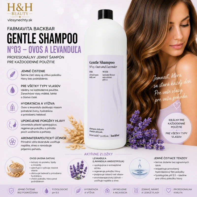 Farmavita BACKBAR GENTLE SHAMPOO Č.03 - OVOS A LEVANDUĽA 1000ml