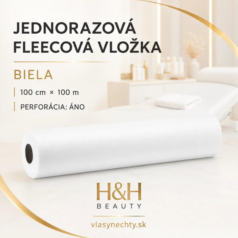 JEDNORAZOVÁ FLEECOVÁ VLOŽKA – BIELA, 100 cm × 100 m