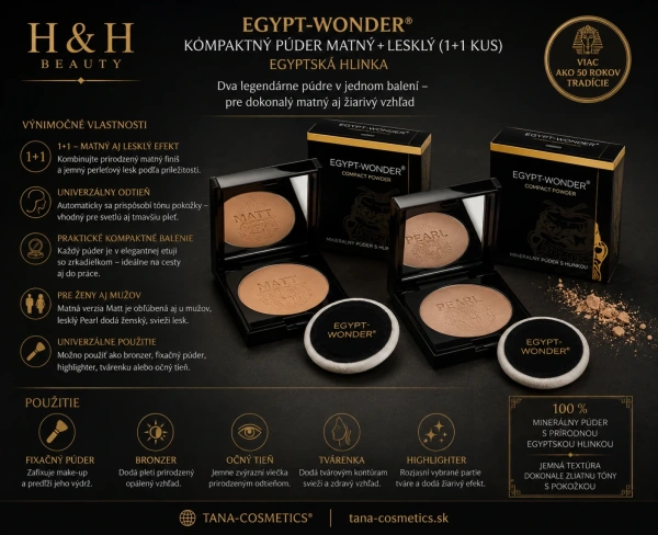 Egypt-Wonder púder Kompaktný Matt + leský púder1+1 kus -egyptská hlinka 2