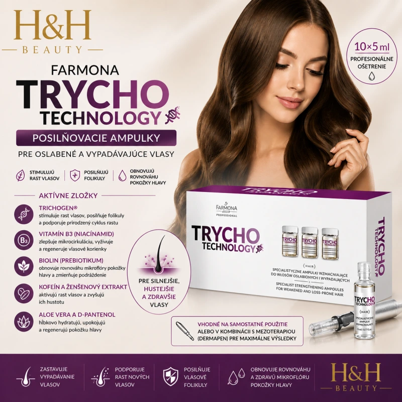 FARMONA TRYCHO TECHNOLOGY Špecializované posilňovacie ampulky pre oslabené a vypadávajúce vlasy 10x5