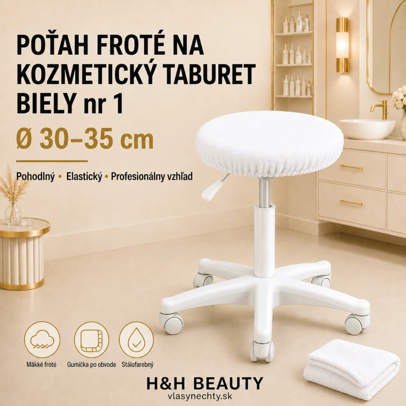 POŤAH FROTÉ NA KOZMETICKÝ TABURET BIELY nr 1