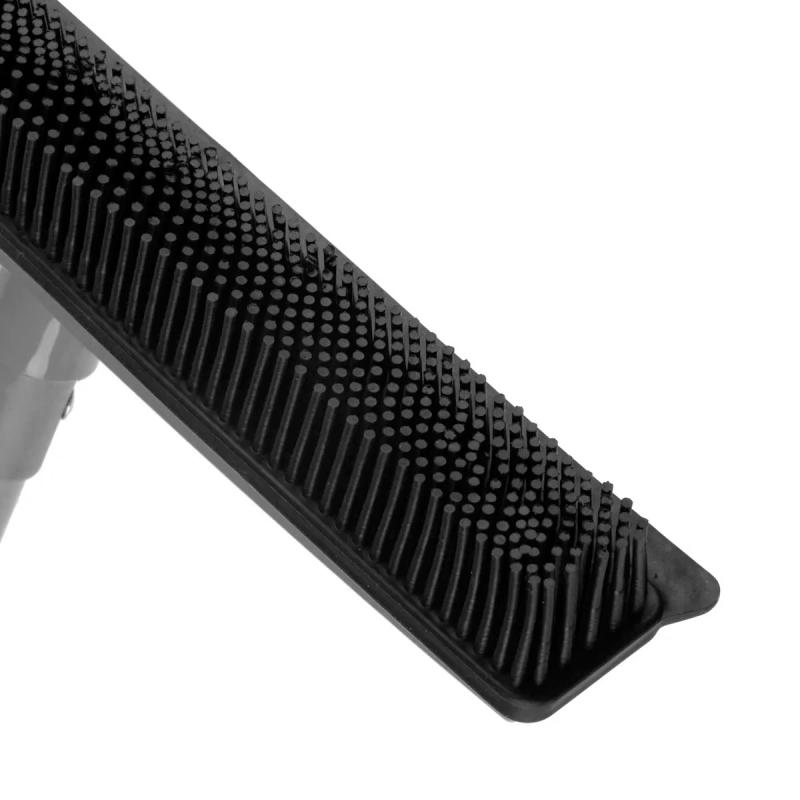 Miotła fryzjerska gumowa z kijem teleskopowym szara 2