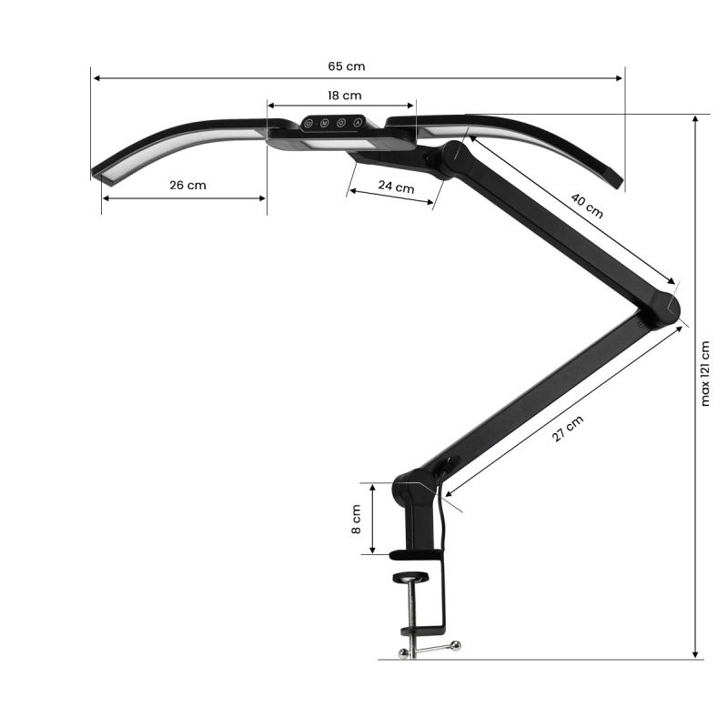 Lampa na manikúru Glow L05, ohnutá pre stolovú dosku, čierna 6