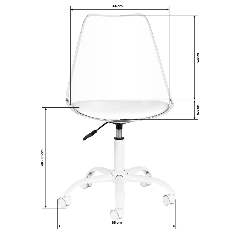 Kozmetické kreslo Ghost – transparentné / biele 7