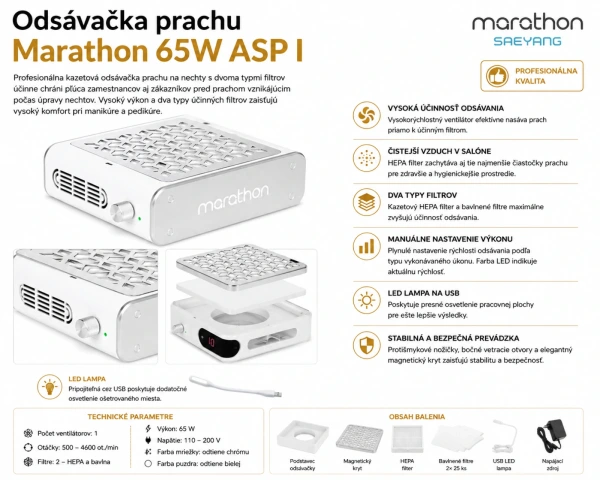 Odsávačka prachu na nechty SAEYANG MARATHON 65W 2