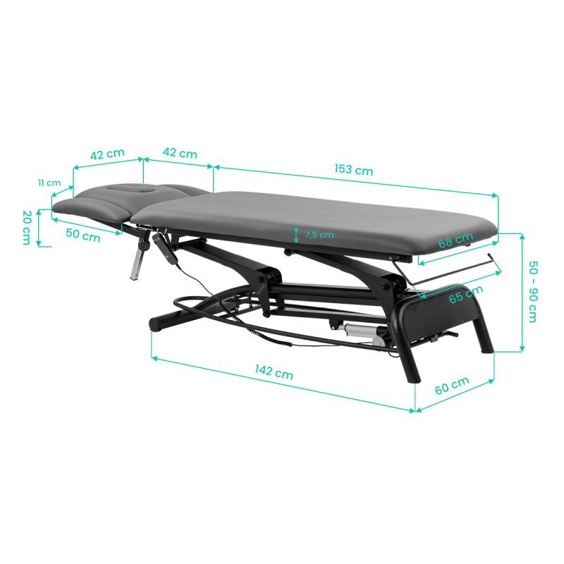 Elektrický rehabilitačný stôl na masáž a fyzioterapiu Balance Novus 4 sivý 15