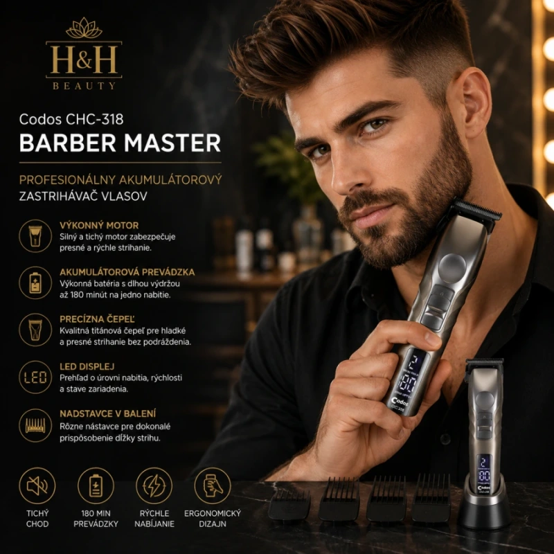 Akumulátorový zastrihávač vlasov Codos CHC-318 BARBER MASTER 6