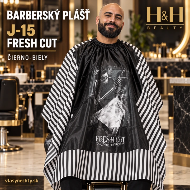 Barberský plášť J-15 – FRESH CUT (čierno-biely)