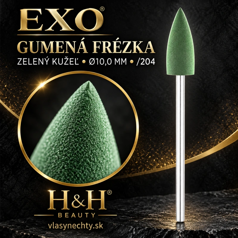 EXO GUMENÁ FRÉZKA NA NECHTY ZELENÝ KUŽEĽ Ø10,0MM /204