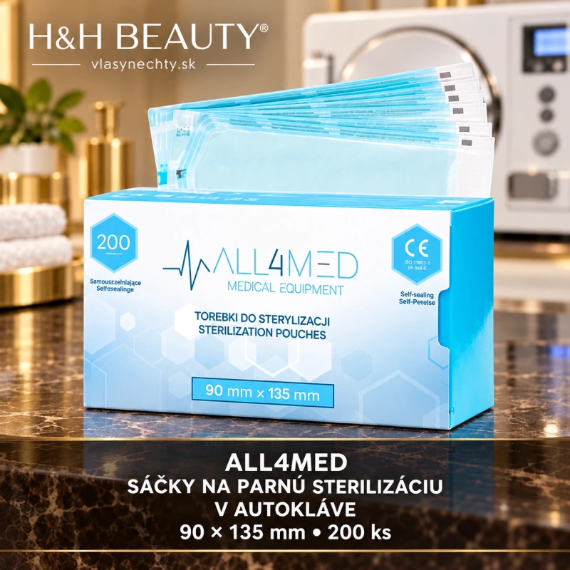 ALL4MED SÁČKY NA PARNÚ STERILIZÁCIU V AUTOKLÁVE 90MM X 135 MM 200 Ks