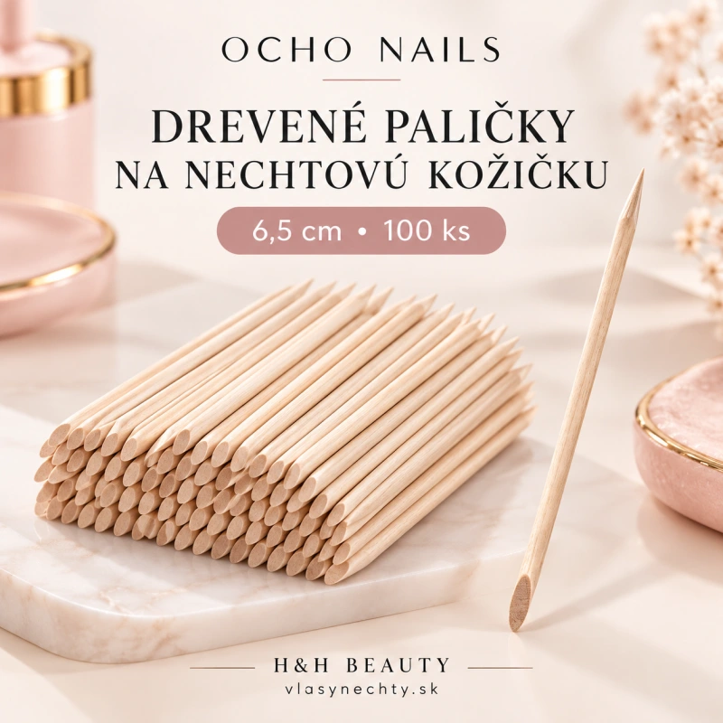 Drevené paličky na nechtovú kožičku OCHO NAILS 6,5cm 100 ks.