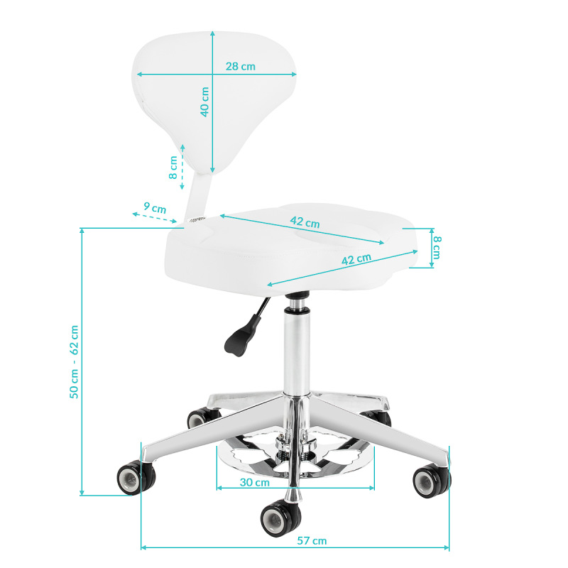 Taboret kosmetyczny Azzurro 156-F bump-up śnieżnobiały 9