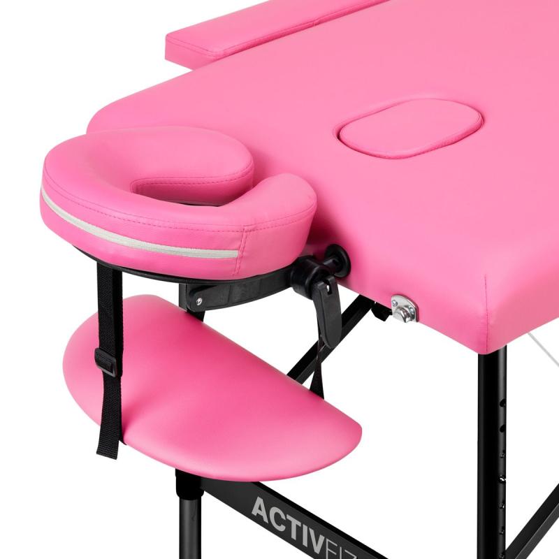 Skladací masérsky stôl hliníkový KOMFORT ACTIV FIZJO 2 segmentový ružovo čierny