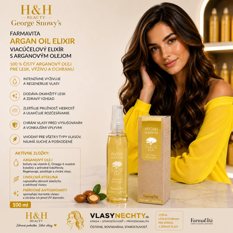 Farmavita ARGAN OIL ELIXIR - VIACÚČELOVÝ ELIXÍR NA ZÁKLADE ARGANOVÉHO OLEJA 100ML