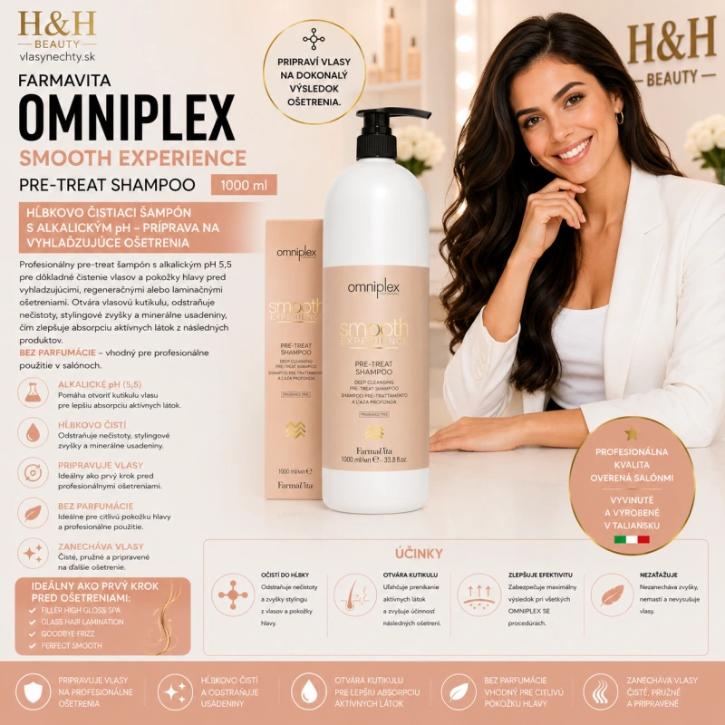 Farmavita OMNIPLEX SE Pre-Treat Shampoo 1000 ml, čistiaci šampón