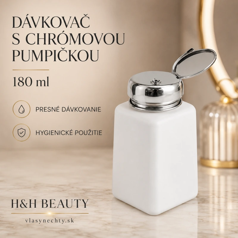 DÁVKOVAČ S CHROMOVOU PUMPIČKOU 180ML BIELY