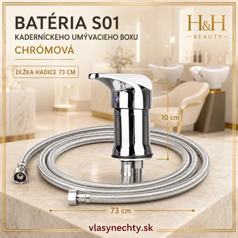 BATÉRIA KADERNÍCKEHO UMÝVACIEHO BOXU CHROM S01 - Dĺžka hadice 73 cm