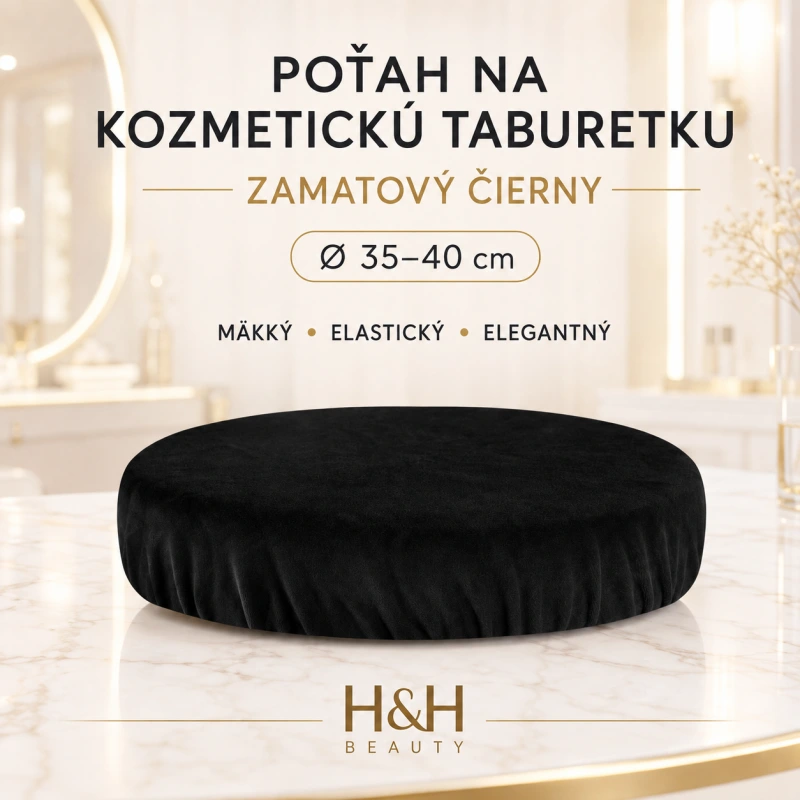 POŤAH NA KOZMETICKÚ TABURETKU ZAMATOVÝ ČIERNÝ