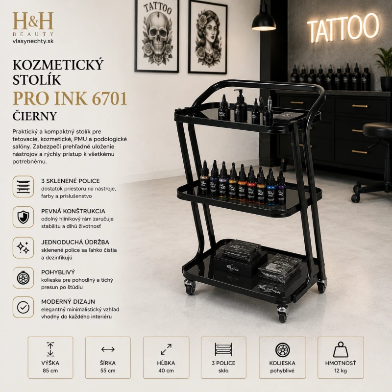 KOZMETICKÝ STOLÍK PRO INK 6701 čierny