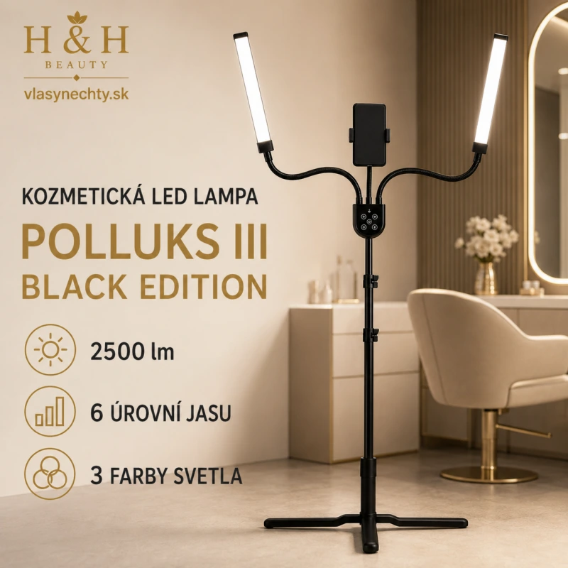 KOZMETICKÁ LED LAMPA NA RIASY A LÍČENIE POLLUKS III MSP-MJ-02 BLACK EDITION Z OVLÁDANÍM