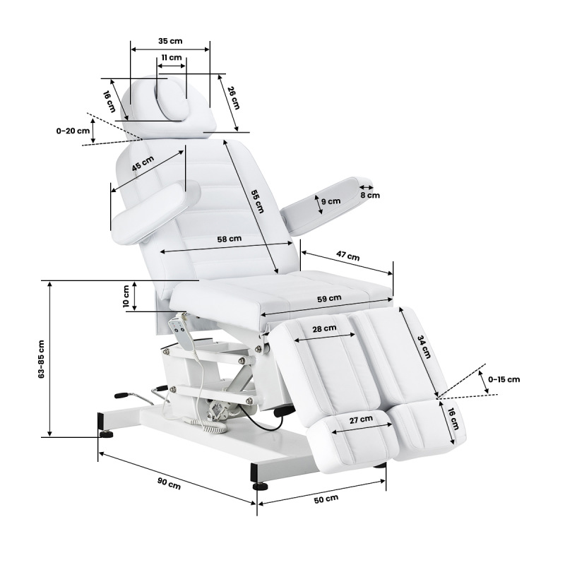 Elektrické pedikérske kreslo Azzurro 706 1 motor biele 16